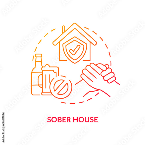 Sober house concept icon. Rehabilitation types. Supportive place for ill people. Health care issues curing abstract idea thin line illustration. Vector isolated outline color drawing photo