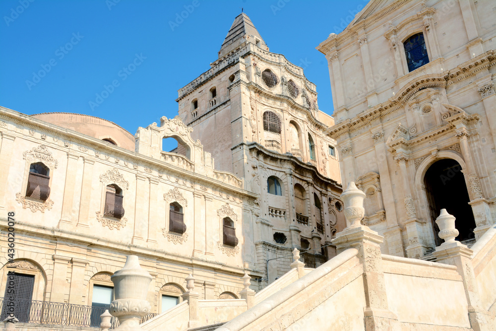 Noto: the baroque church with large staircase of San Francesco d'Assisi all'Immacolata.
