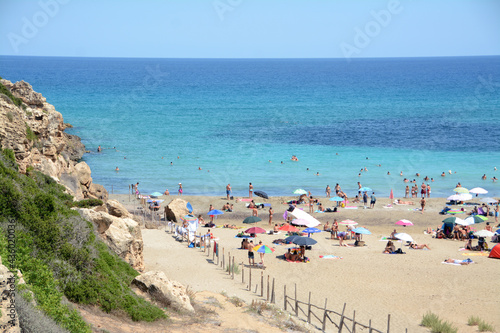 Fototapeta Naklejka Na Ścianę i Meble -  Calamosche beach is located between the archaeological remains of Eloro and the wildlife oasis of Vendicari. In 2005 it was awarded by the Blue Guide of Legambiente as the most beautiful beach