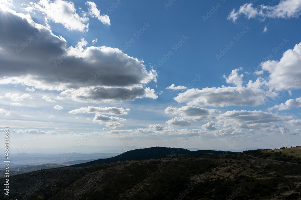 cloudy day and mountains hills