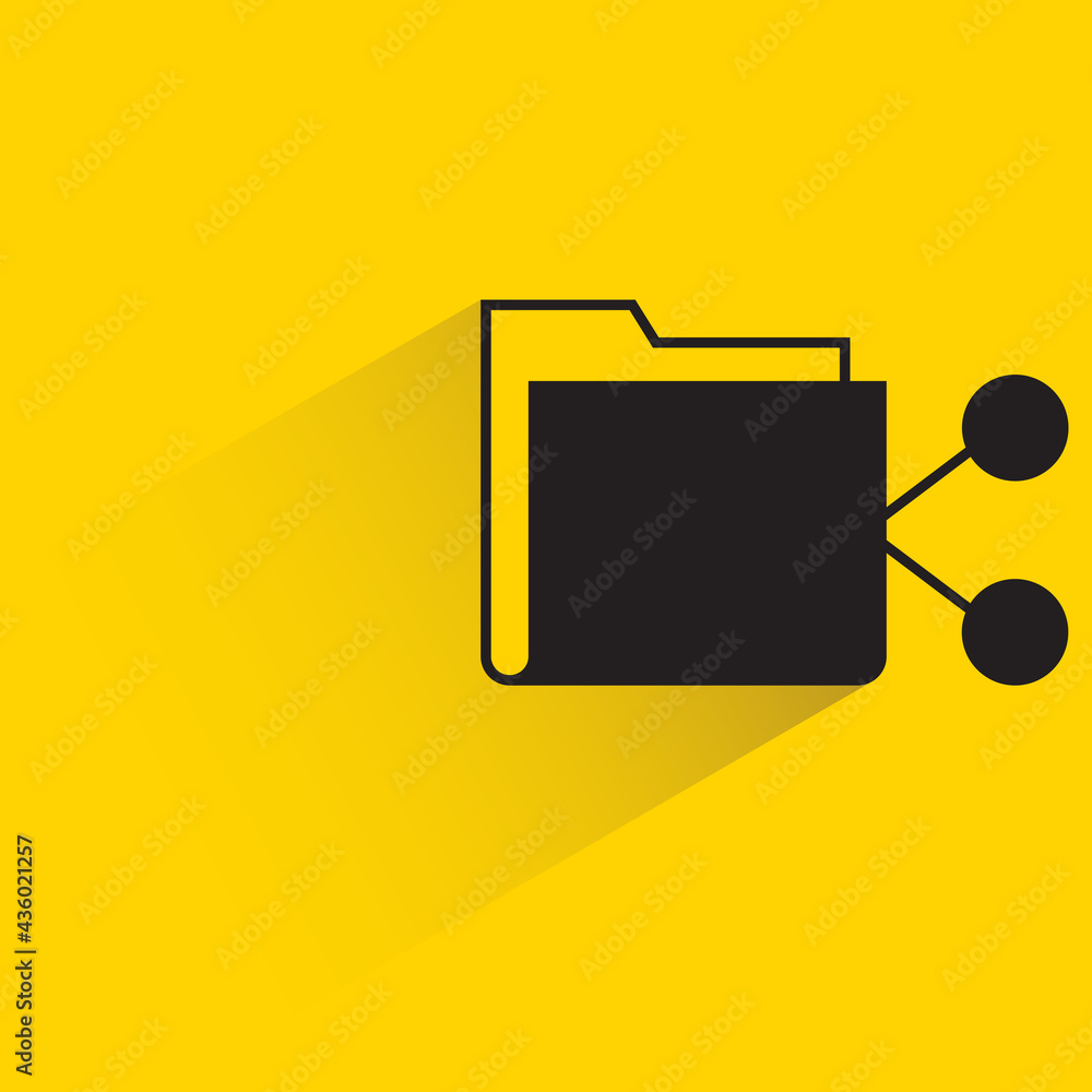 folder and share icon with shadow on yellow background folder and share icon with shadow on yellow background