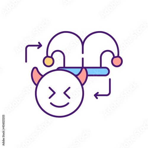 Internet troll RGB color icon. Posting inflammatory, provoking messages. Flaming in social media. Aggressive online interaction. Insulting with upsetting, offensive posts. Isolated vector illustration