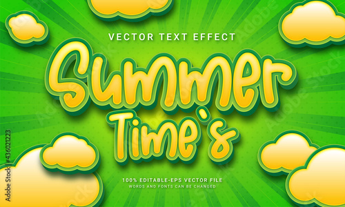 Summer time's  3d text style effect themed summer holiday