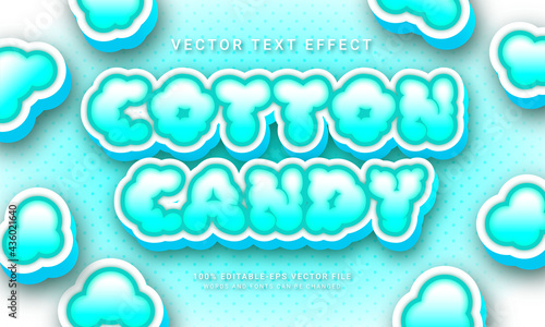 Cotton candy 3d text style effect themed sweet food menu