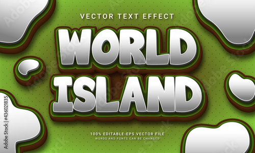 World island 3d text style effect themed wild life