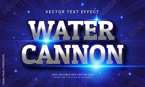 Water cannon 3d text style effect themed blue color