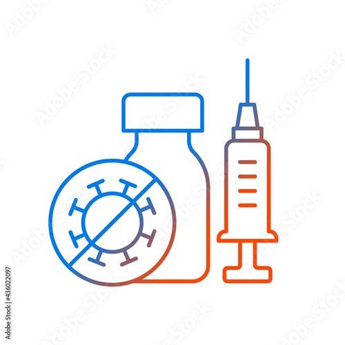 Covid vaccination gradient linear vector icon. Immunization against coronavirus. Infectious disease treatment. Thin line color symbols. Modern style pictogram. Vector isolated outline drawing