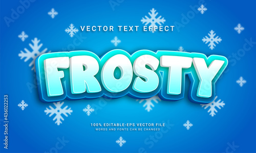 Frosty 3d text style effect themed winter season
