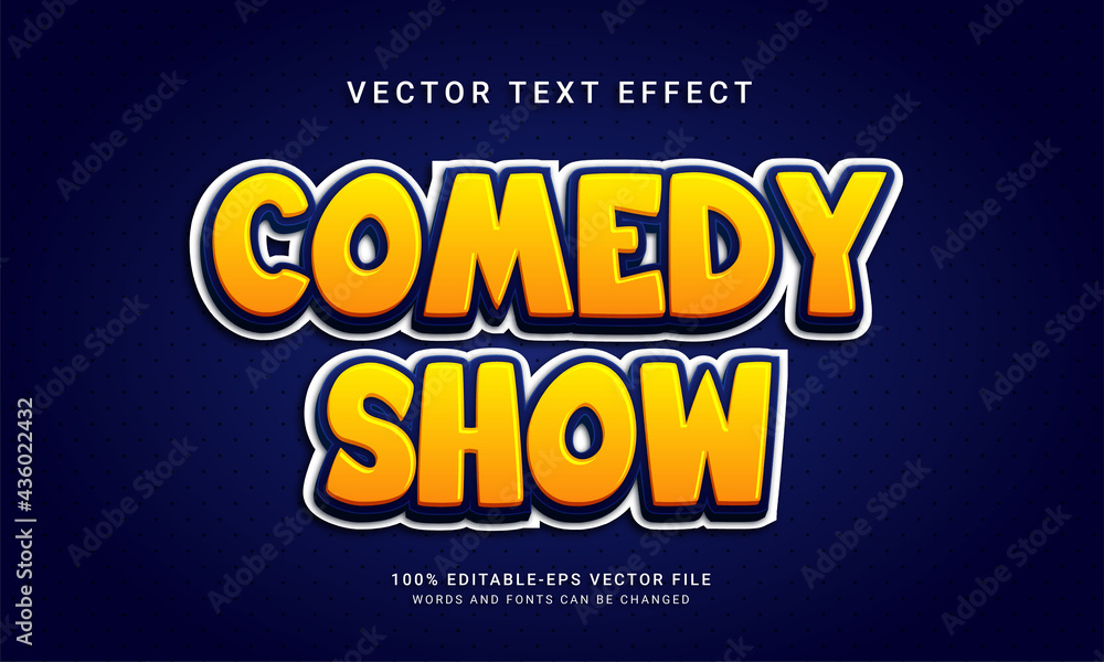 Comedy show 3d text style effect themed cartoon style
