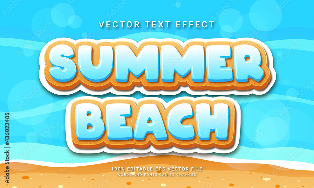 Stockvector Summer beach 3d text style effect themed happy summer