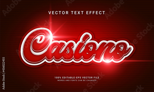 Casino 3d text style effect themed modern red color