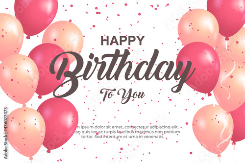 happy birthday greeting card with balloon and glitter