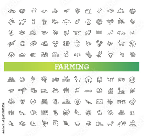 Set of Agriculture and Farming Line Icons