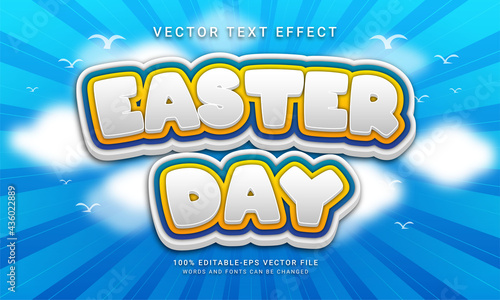 Easter day 3d text style effect themed happy easter