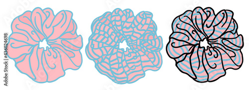 Bundle of vector hair accessory scrunchie illustrations.