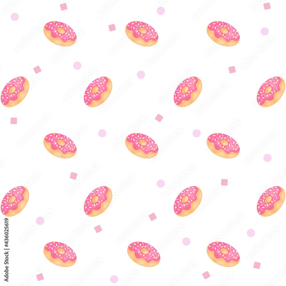 Pink donut cartoon on white background. Pink donut cartoon on white background.