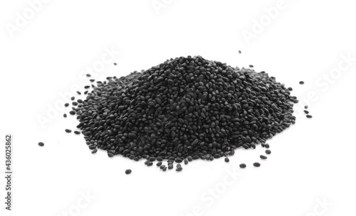 Black Sesame Seeds on white background