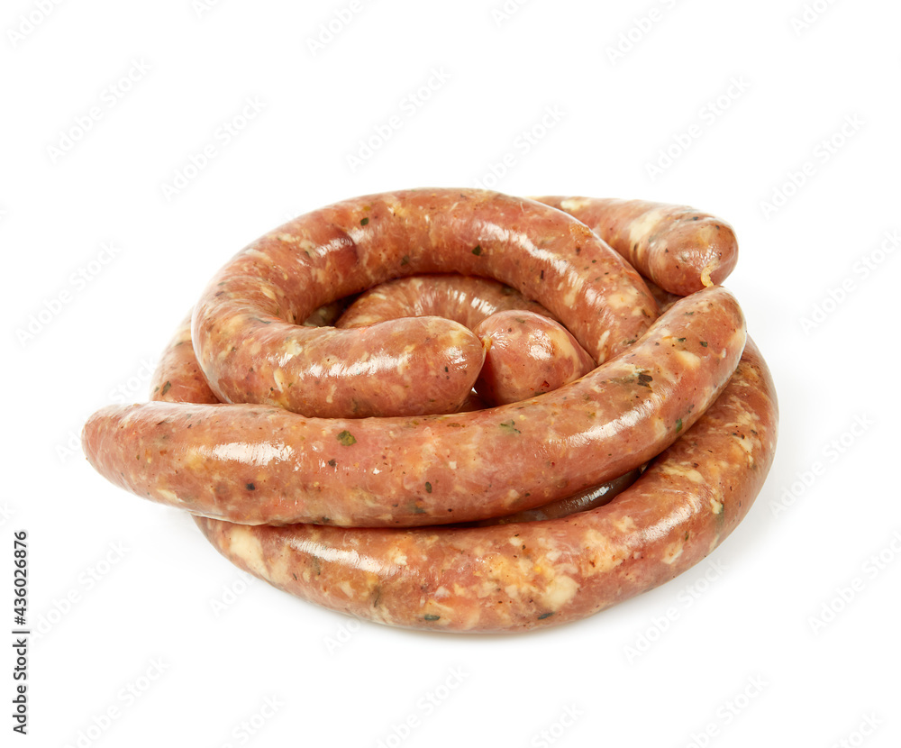 raw sausages isolated on white background raw sausages isolated on white background
