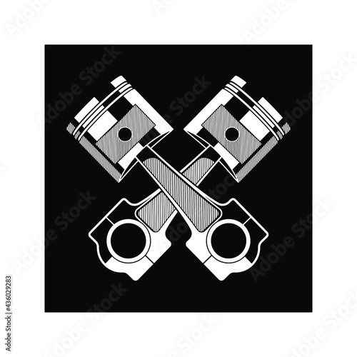 Pistons icon isolated on white background vector illustration. Car garage vector graphic silhouette.