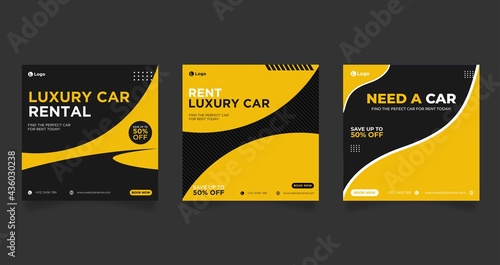 Rent car for social media banner post template