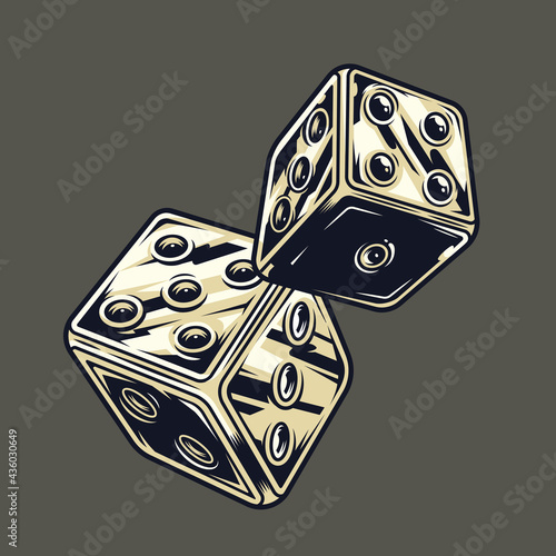Vintage casino vector isolated dices