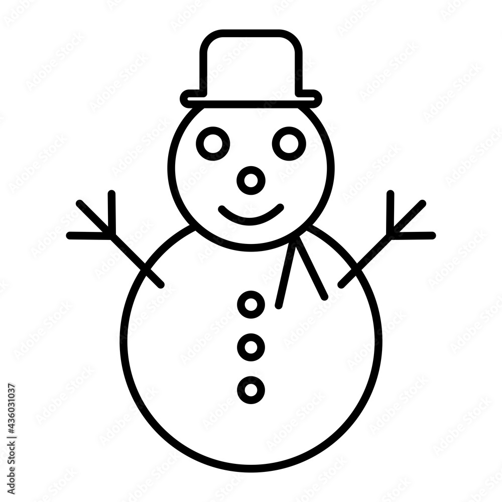 Vector Snowman Outline Icon Design