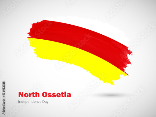 Happy independence day of North Ossetia with artistic watercolor country flag background. Grunge brush flag illustration