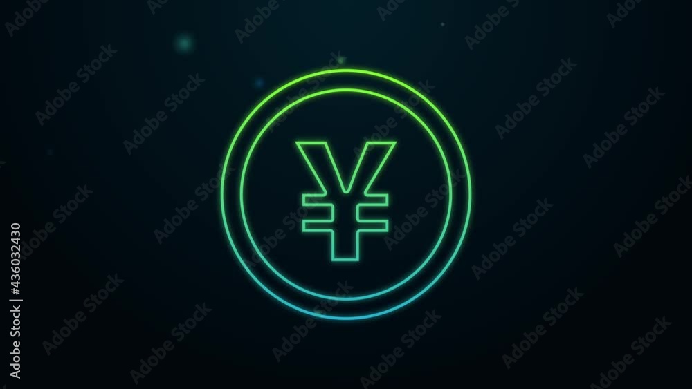 Glowing neon line Chinese Yuan currency symbol icon isolated on black background. Coin money. Banking currency sign. Cash symbol. 4K Video motion graphic animation Glowing neon line Chinese Yuan currency symbol icon isolated on black background. Coin money. Banking currency sign. Cash symbol. 4K Video motion graphic animation