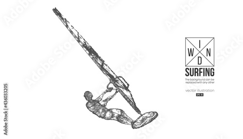 Windsurfing. Silhouette of a windsurfer. Freeride competition. Vector illustration. Thanks for watching