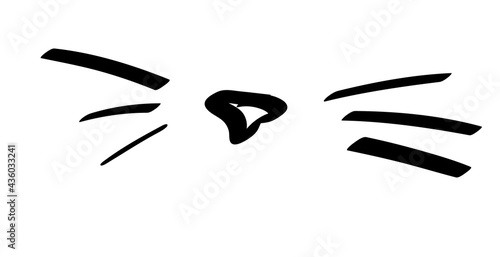 Cute cat head vector illustration doodle drawing, cat snout and whiskers. Outline cat head graphic icon. handdraw doodle vector illustration