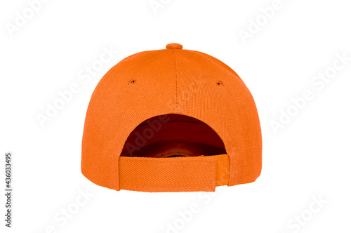 Baseball cap color orange close-up of back view on white background  © Taeksang