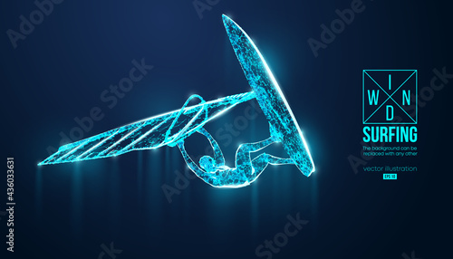 Windsurfing. Silhouette of a windsurfer. Freeride competition. Vector illustration. Thanks for watching