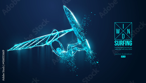 Windsurfing. Silhouette of a windsurfer. Freeride competition. Vector illustration. Thanks for watching