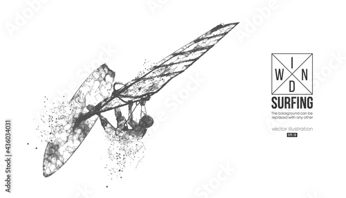 Windsurfing. Silhouette of a windsurfer. Freeride competition. Vector illustration. Thanks for watching