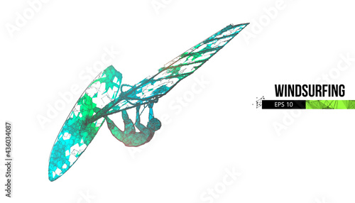 Windsurfing. Silhouette of a windsurfer. Freeride competition. Vector illustration. Thanks for watching