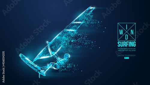Windsurfing. Silhouette of a windsurfer. Freeride competition. Vector illustration. Thanks for watching