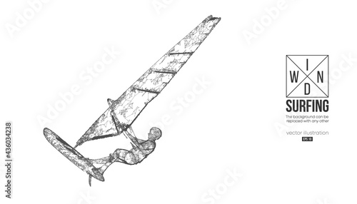 Windsurfing. Silhouette of a windsurfer. Freeride competition. Vector illustration. Thanks for watching