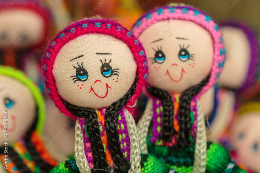 Peruvian handicrafts: Small dolls made of hand-made fabrics.