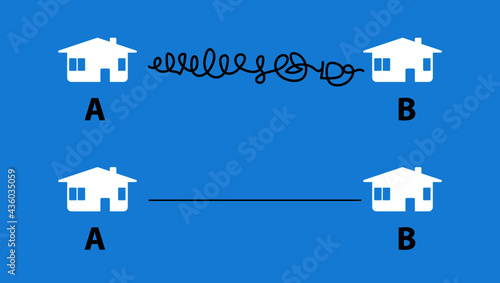 Conceptual diagram showing the importance of finding the shortest route from city A to city B.
Vector design EPS 10