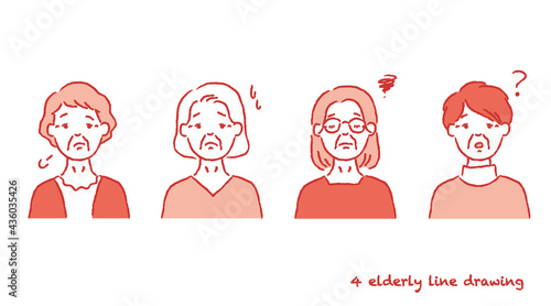 シニア女性のネガティブなセットイラスト