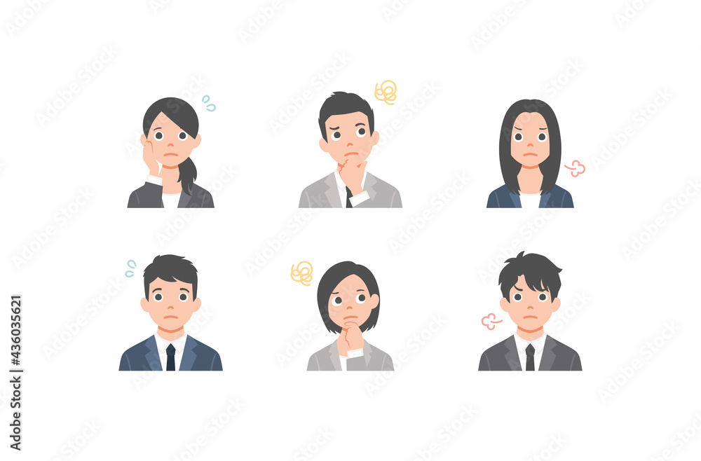 Set of avatars. Characters of business men and women. Collection of portraits of asian people. Isolated on white background. Colorful vector illustration in flat style Set of avatars. Characters of business men and women. Collection of portraits of asian people. Isolated on white background. Colorful vector illustration in flat style