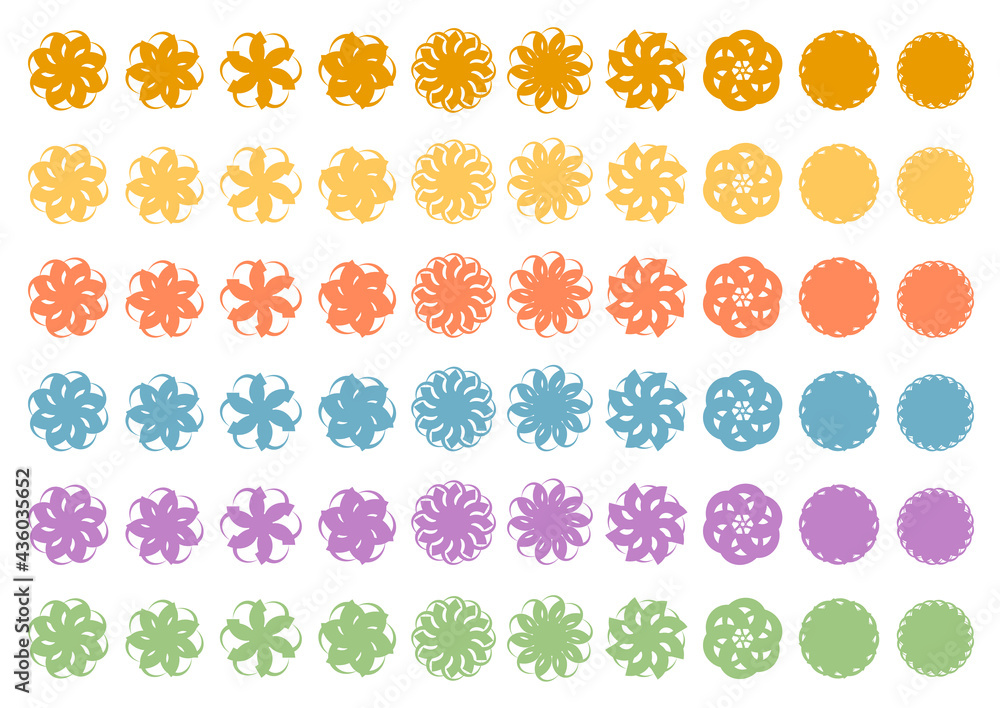 和風な花イメージのベクターの装飾素材セット Stock Vector Adobe Stock