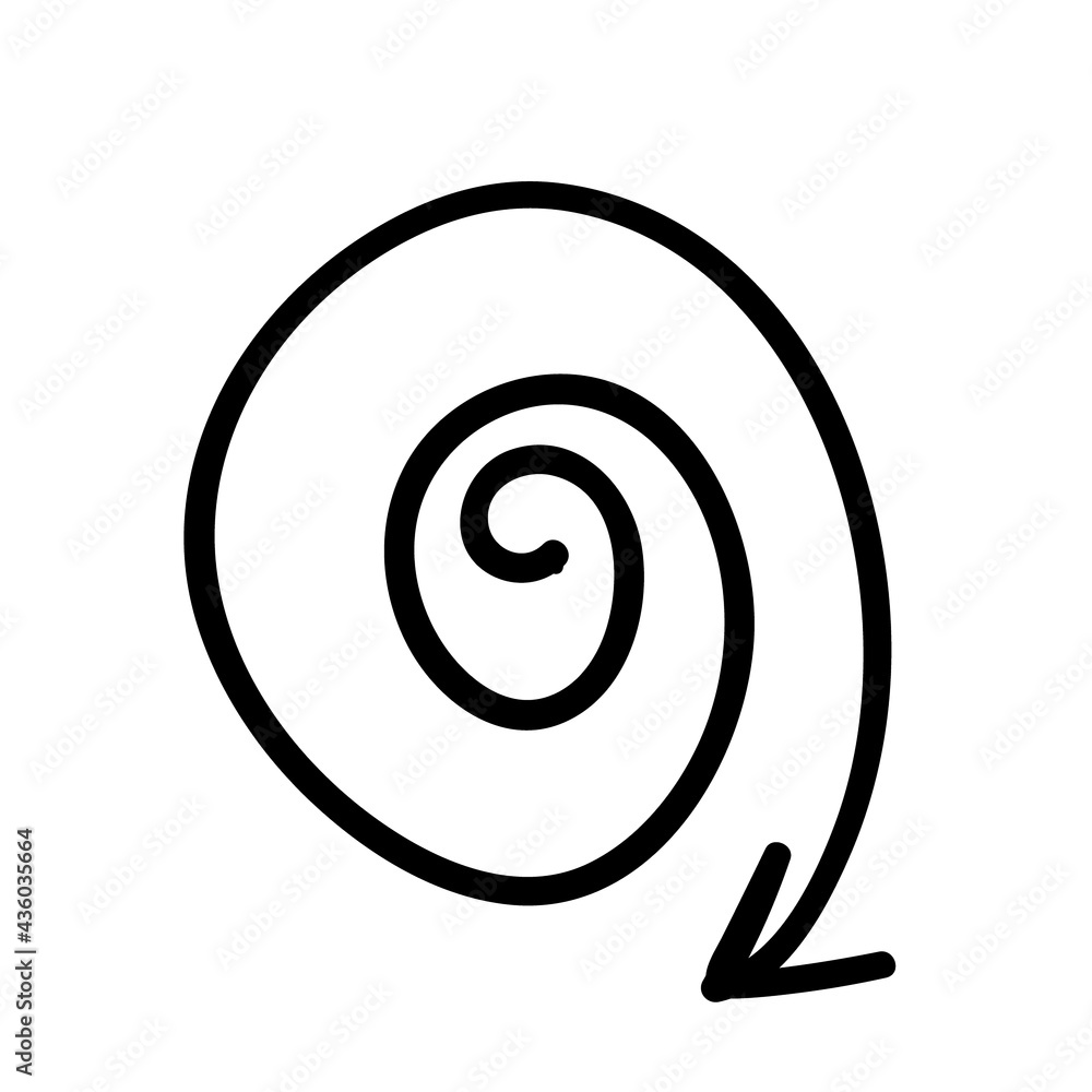 round spiral arrow pointing outward. hand-drawn doodle. vector illustration round spiral arrow pointing outward. hand-drawn doodle. vector illustration