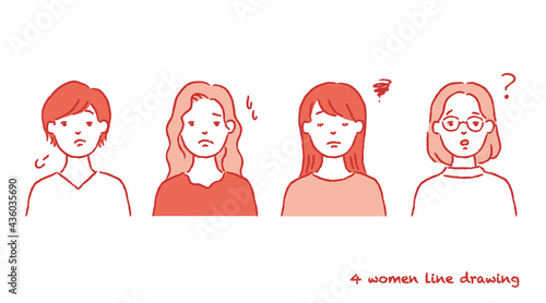 成人女性のネガティブなセットイラスト