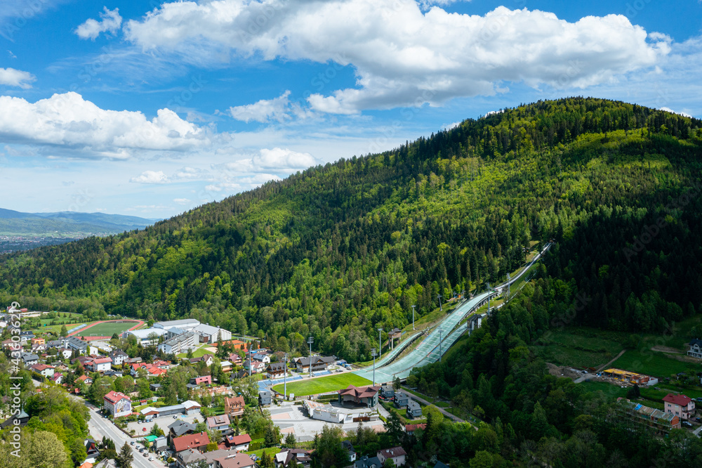 Aerial view of the ski jump in Szczyrk