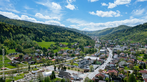 Obraz na płótnie Aerial view of mountain village in Poland w salonie