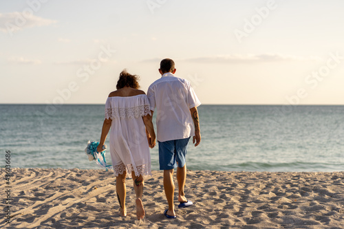 Middle age couple at Florida beach wedding
