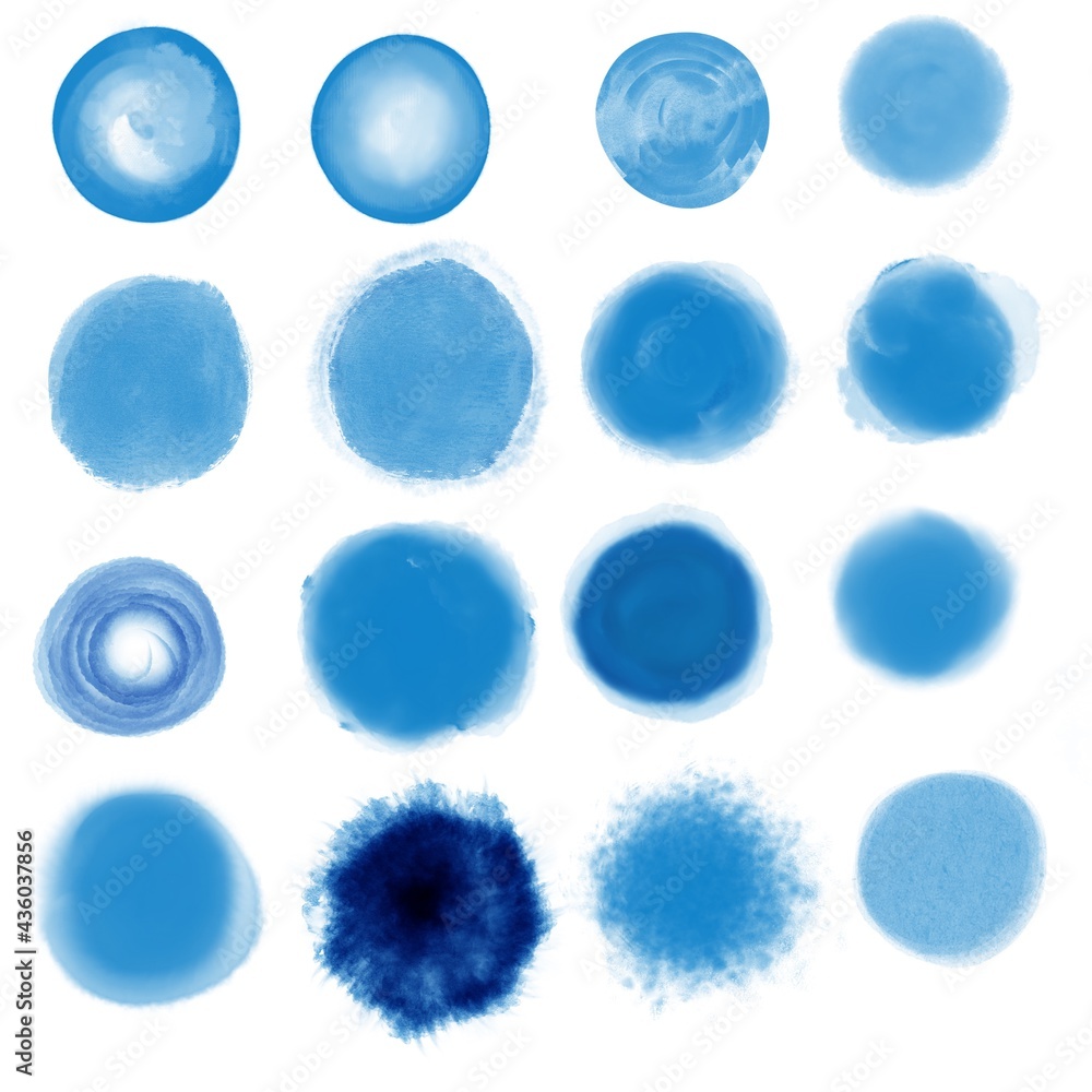 Collection of creative blue spots with watercolor texture. Stock illustration set. Can be used for watercolor brushes. Abstract marine background. Hand drawn decorative elements. Water, sea, ocean, Collection of creative blue spots with watercolor texture. Stock illustration set. Can be used for watercolor brushes. Abstract marine background. Hand drawn decorative elements. Water, sea, ocean,
