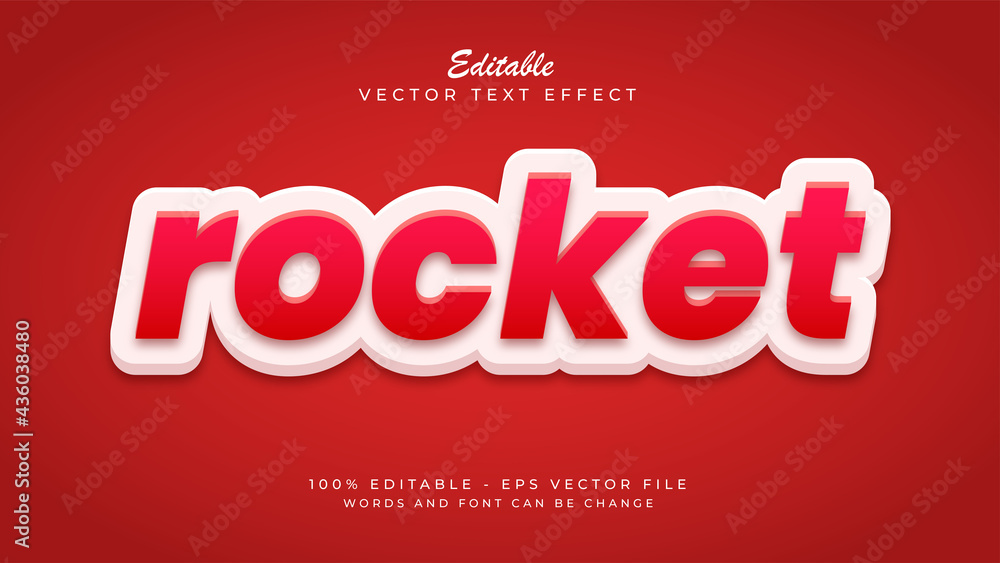 Bold red rocket gaming text effect style template