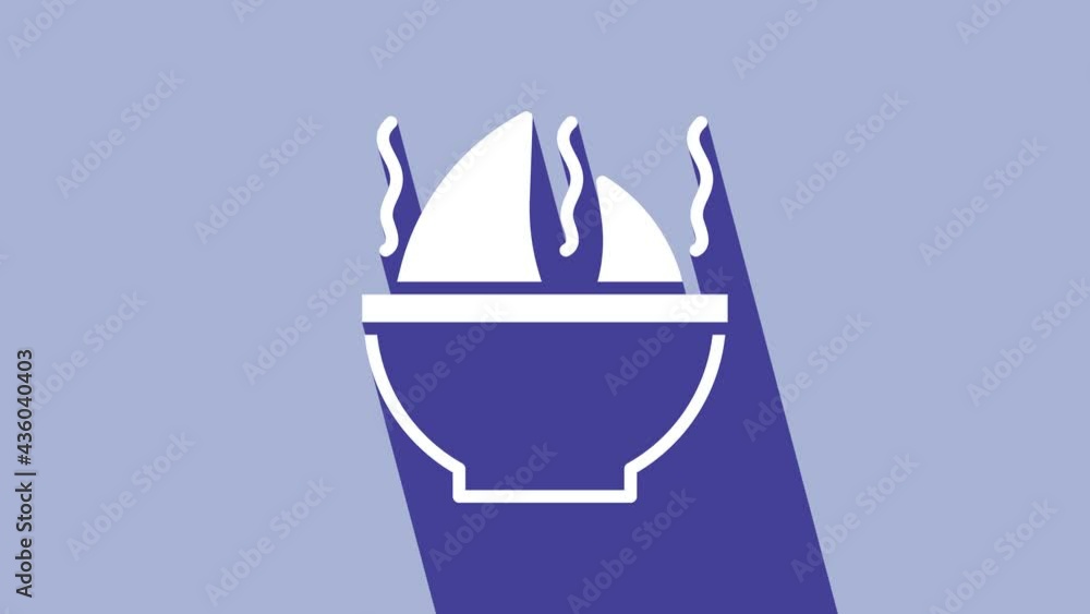 White Shark fin soup icon isolated on purple background. 4K Video motion graphic animation White Shark fin soup icon isolated on purple background. 4K Video motion graphic animation